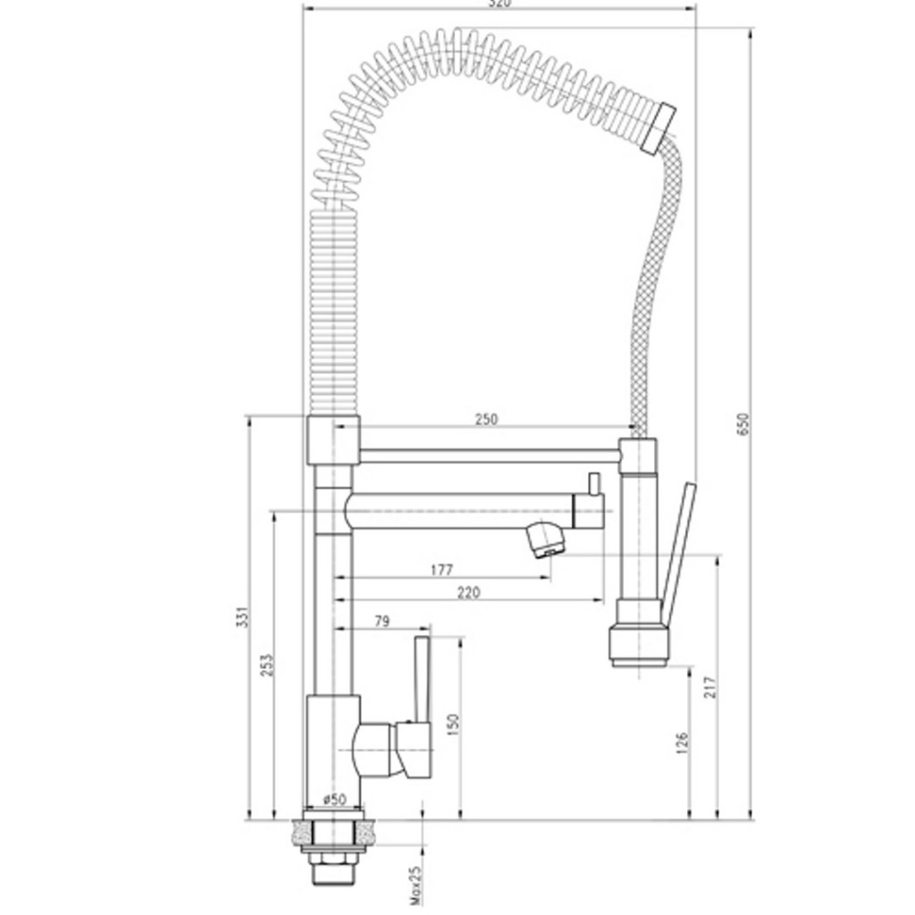 KIT243 Cafe Royal Kitchen Sink Mixer with Pull Out Nozzle