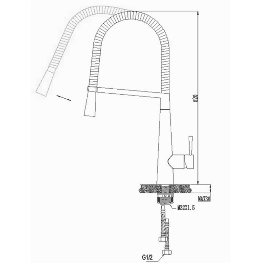 KIT169 Go Go Kitchen Sink Mixer with Pull Out Nozzle