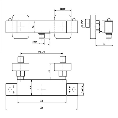 KUB066 Kubo Thermo Bar Valve including Kit and Handset