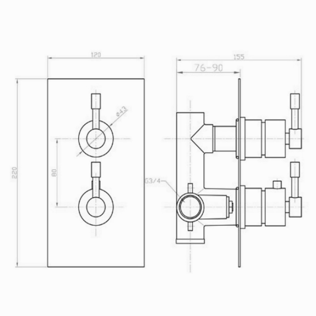 AMA400 Amazon Dual Handle Concealed Thermo Shower Valve